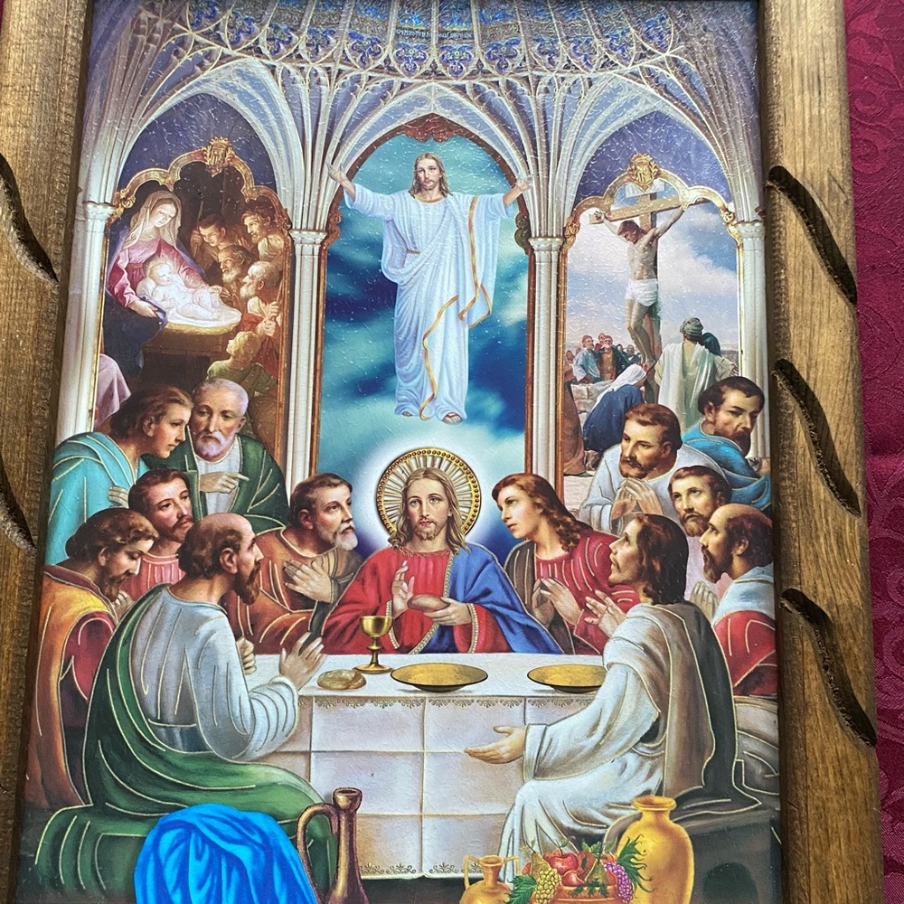 THE LAST SUPPER WOOD FRAME PAINTING